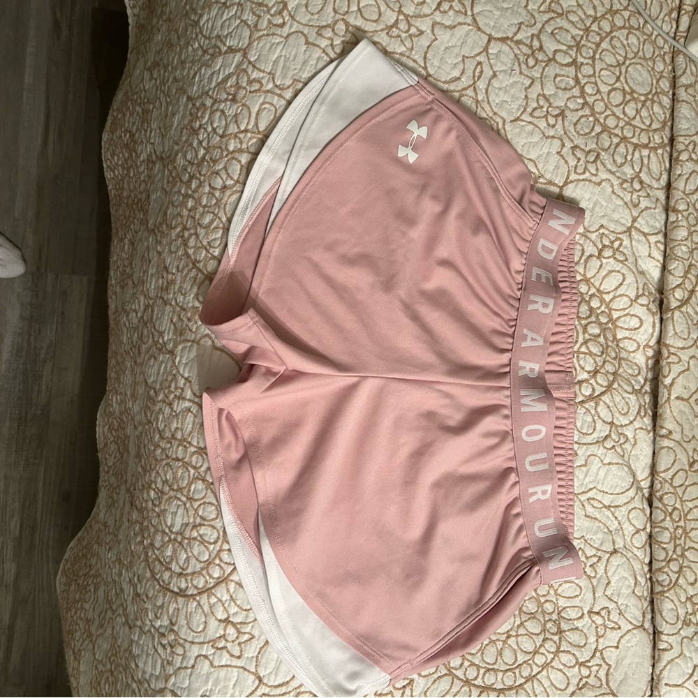 Under Armour Blush and White Workout Shorts
